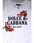 Dolce & Gabbana White Floral Printed Cotton Sleeveless T-shirt