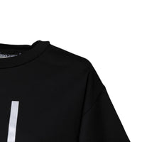 Dolce & Gabbana Black Printed Cotton Crew Neck Tee T-shirt