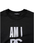 Dolce & Gabbana Black Printed Cotton Crew Neck Tee T-shirt