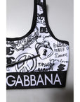 Dolce & Gabbana White Graffiti Print Logo Band Sports Bra Top