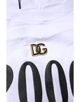 Dolce & Gabbana White Print Lace-Up Cotton Crew Neck T-shirt