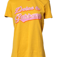 Dolce & Gabbana Yellow Printed Cotton Short Sleeves T-shirt