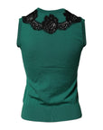 Dolce & Gabbana Green Wool Lace Detail Sleeveless Tank Top