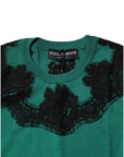 Dolce & Gabbana Green Wool Lace Detail Sleeveless Tank Top