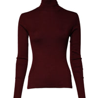 Dolce & Gabbana Burgundy Long Sleeves Turtleneck Slim Sweater