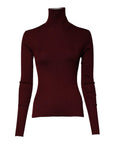 Dolce & Gabbana Burgundy Long Sleeves Turtleneck Slim Sweater