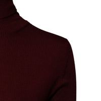 Dolce & Gabbana Burgundy Long Sleeves Turtleneck Slim Sweater