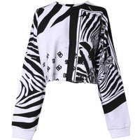Dolce & Gabbana White Black Zebra Print Sweatshirt Sweater
