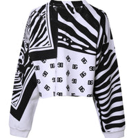 Dolce & Gabbana White Black Zebra Print Sweatshirt Sweater