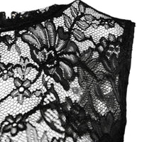 Dolce & Gabbana Black Nylon Floral Lace Sleeveless Crop Top