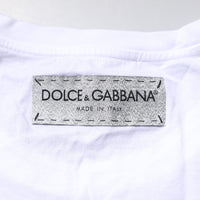 Dolce & Gabbana White Cotton Printed Round Neck Top T-shirt