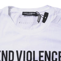 Dolce & Gabbana White Cotton Printed Round Neck Top T-shirt