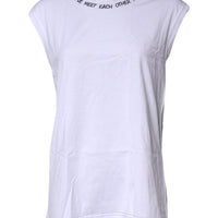Dolce & Gabbana White Cotton Sleeveless Printed Tank T-shirt