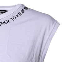Dolce & Gabbana White Cotton Sleeveless Printed Tank T-shirt