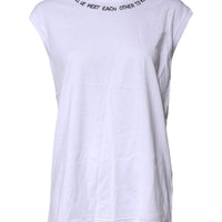 Dolce & Gabbana White Cotton Sleeveless Printed Tank T-shirt