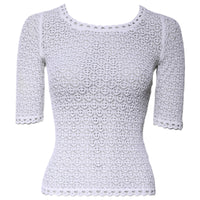 Dolce & Gabbana White Viscose Short Sleeve Crochet Top