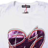 Dolce & Gabbana White Printed Cotton Round Neck Top T-shirt