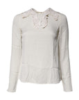Dolce & Gabbana Cream Floral Lace Long Sleeves Blouse Top