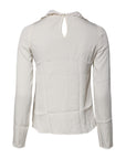 Dolce & Gabbana Cream Floral Lace Long Sleeves Blouse Top