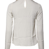 Dolce & Gabbana Cream Floral Lace Long Sleeves Blouse Top