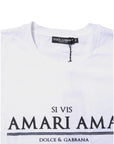 Dolce & Gabbana White Cotton Printed Round Neck Top T-shirt