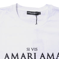 Dolce & Gabbana White Cotton Printed Round Neck Top T-shirt