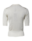 Dolce & Gabbana Cream Short Sleeve Silk Round Neck Blouse Top