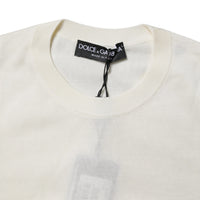 Dolce & Gabbana Cream Short Sleeve Silk Round Neck Blouse Top
