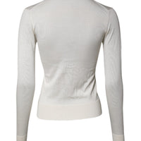 Dolce & Gabbana Cream Floral Silk Embellished Cardigan Sweater