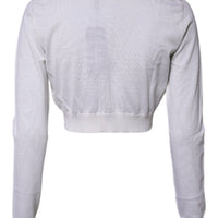 Dolce & Gabbana Cream Cashmere Knit Cropped Cardigan Sweater