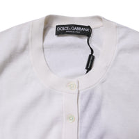 Dolce & Gabbana Cream Cashmere Knit Cropped Cardigan Sweater