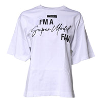 Dolce & Gabbana White Printed Cotton Round Neck Top T-shirt