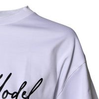 Dolce & Gabbana White Printed Cotton Round Neck Top T-shirt