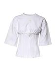Dolce & Gabbana White Cotton Blend 3/4 Sleeves Blouse Top