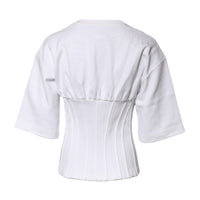 Dolce & Gabbana White Cotton Blend 3/4 Sleeves Blouse Top