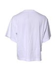 Dolce & Gabbana White Printed Round Neck Top Cotton T-shirt