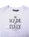 Dolce & Gabbana White Printed Round Neck Top Cotton T-shirt