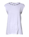 Dolce & Gabbana White Cotton Sleeveless Printed Tank T-shirt