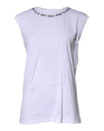 Dolce & Gabbana White Cotton Sleeveless Printed Tank T-shirt