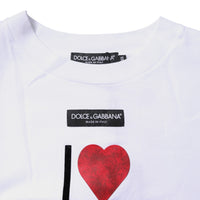Dolce & Gabbana White Printed Round Neck Top Cotton T-shirt