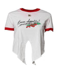 Dolce & Gabbana White Printed Round Neck Cropped Top T-shirt