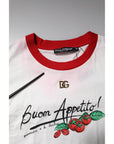 Dolce & Gabbana White Printed Round Neck Cropped Top T-shirt