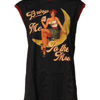 Dolce & Gabbana Black Pin Up Cotton Round Neckline Tank Top