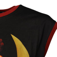 Dolce & Gabbana Black Pin Up Cotton Round Neckline Tank Top