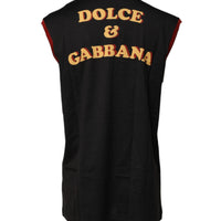 Dolce & Gabbana Black Pin Up Cotton Round Neckline Tank Top