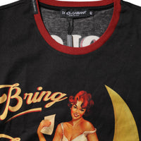 Dolce & Gabbana Black Pin Up Cotton Round Neckline Tank Top
