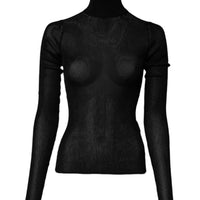 Dolce & Gabbana Black Knit Long Sleeves Turtleneck Slim Top