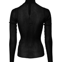 Dolce & Gabbana Black Knit Long Sleeves Turtleneck Slim Top