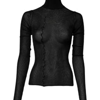 Dolce & Gabbana Black Knit Long Sleeves Turtleneck Slim Top
