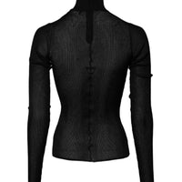 Dolce & Gabbana Black Knit Long Sleeves Turtleneck Slim Top